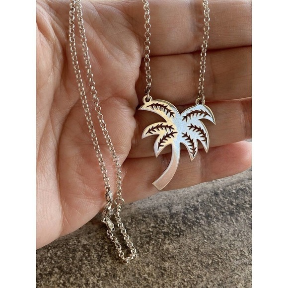 Vintage Sterling Silver Necklace Palm Tree RS 925 6.55g - Picture 5 of 12